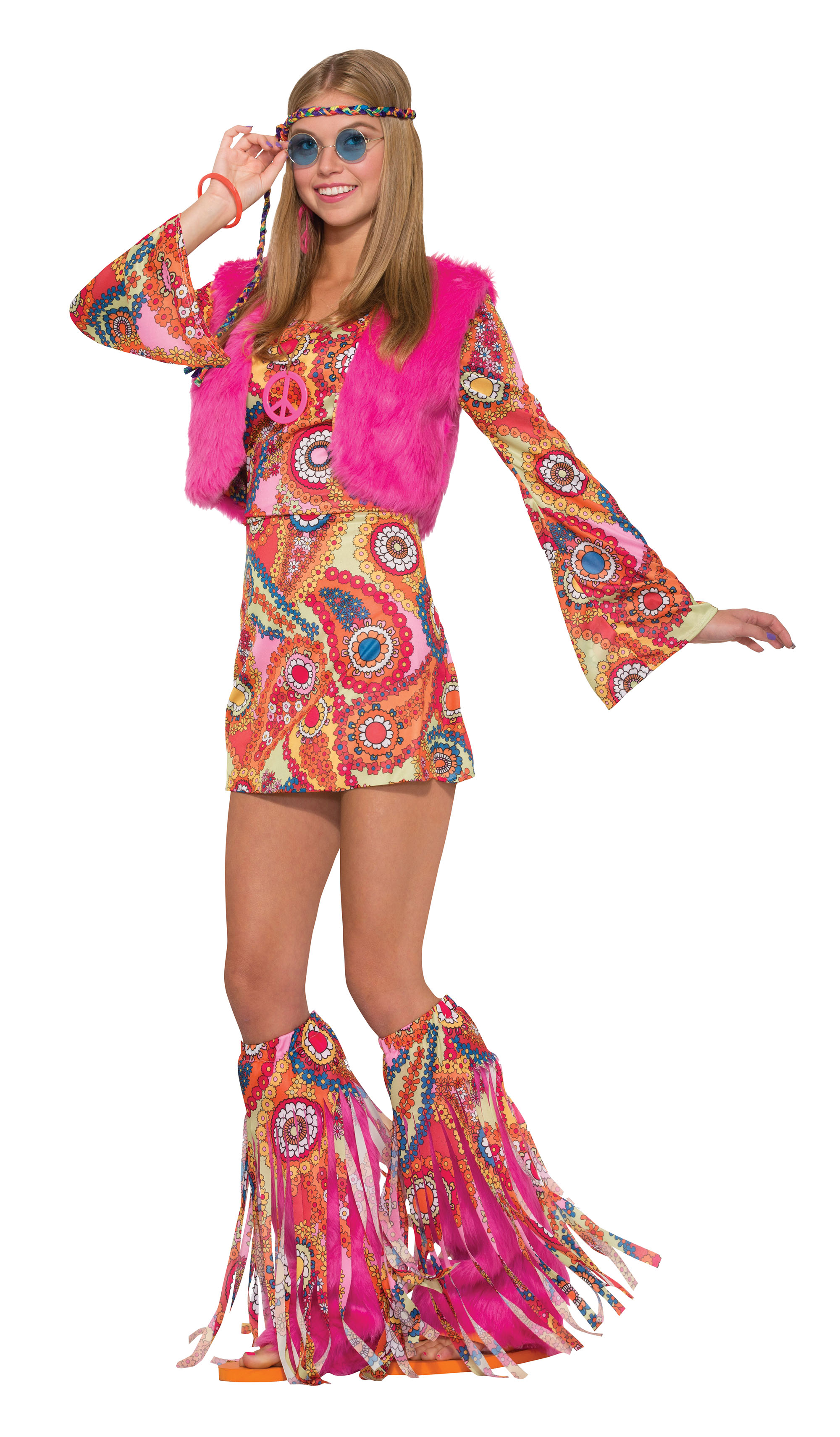 thumbnail image 2 of Women's 60s 70s Retro Hippie Disco Jumpsuit Costume – Groovy Diva Go Go Girl 2 of 5