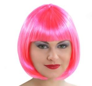 Neon pink bob wig
