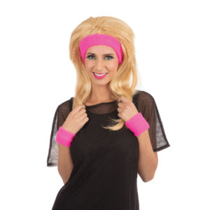 Pink 80's headband & cuff set