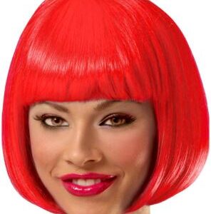 Bright red bob wig