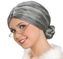 Grey wig in a bun