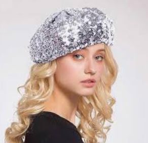 Silver sequin beret