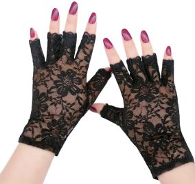 Black lace fingerless gloves