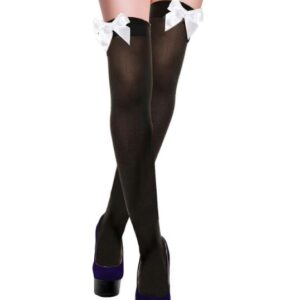 Black thigh highs with white bow