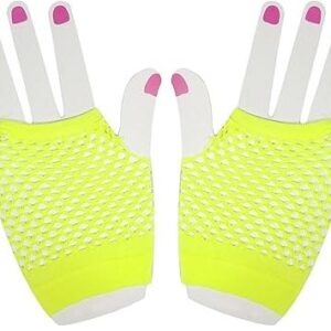 Fishnet gloves short neon yellow