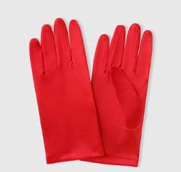 Short red nylon gloves