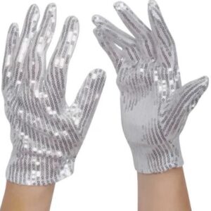 Silver sequin short gloves