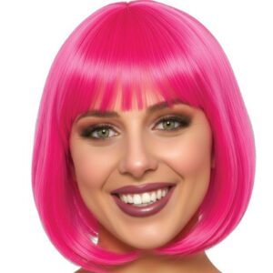 Bright pink bob wig
