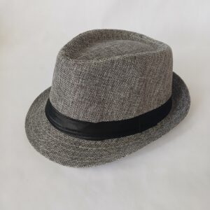 Grey fedora hat